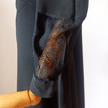 Cargar imagen en el visor de la galería, 1930s - Superb Black See-through Lace Panel Dress - W31 (78cm)