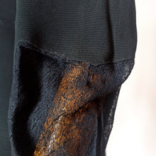 Cargar imagen en el visor de la galería, 1930s - Superb Black See-through Lace Panel Dress - W31 (78cm)