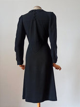 Cargar imagen en el visor de la galería, 1930s - Superb Black See-through Lace Panel Dress - W31 (78cm)