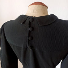 Cargar imagen en el visor de la galería, 1930s - Superb Black See-through Lace Panel Dress - W31 (78cm)