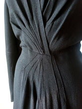 Load image into Gallery viewer, 1930s 1940s - Exquisite Black Crepe Dress - W32 (82cm)