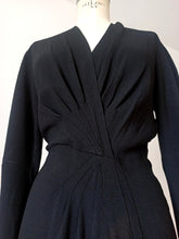 Load image into Gallery viewer, 1930s 1940s - Exquisite Black Crepe Dress - W32 (82cm)