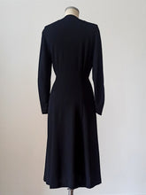Load image into Gallery viewer, 1930s 1940s - Exquisite Black Crepe Dress - W32 (82cm)
