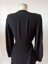 Load image into Gallery viewer, 1930s 1940s - Elegant Black Crepe Stole Dress - W33 (84cm)