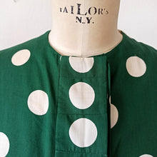 Charger l'image dans la galerie, 1950s - Delightful Green Polka Dots Cotton Dress - W30 (76cm)