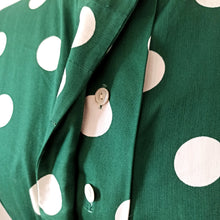 Charger l'image dans la galerie, 1950s - Delightful Green Polka Dots Cotton Dress - W30 (76cm)