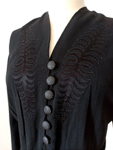 Load image into Gallery viewer, 1930s 1940s - Superb Black Crepe Dress - W35 (90cm)