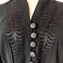 Load image into Gallery viewer, 1930s 1940s - Superb Black Crepe Dress - W35 (90cm)
