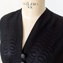 Load image into Gallery viewer, 1930s 1940s - Superb Black Crepe Dress - W35 (90cm)