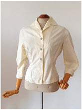 Cargar imagen en el visor de la galería, 1940s 1950s - Gorgeous Vanilla Cotton Blouse - Sz.44
