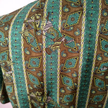 Load image into Gallery viewer, 1950s 1960s - Cute Green Satin Printed Blouse - Sz. L/XL