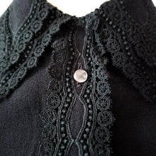 Charger l'image dans la galerie, 1950s 1960s - WUCO, Germany - Precious Black Crepe Blouse - Sz.44