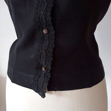Charger l'image dans la galerie, 1950s 1960s - WUCO, Germany - Precious Black Crepe Blouse - Sz.44