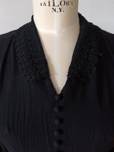 Load image into Gallery viewer, 1930s - Superb Italian Black Rayon Crepe Dress - W31 (80cm)