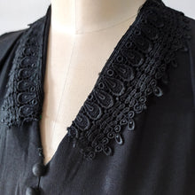 Load image into Gallery viewer, 1930s - Superb Italian Black Rayon Crepe Dress - W31 (80cm)