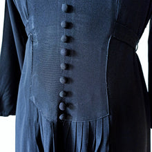 Load image into Gallery viewer, 1930s - Superb Italian Black Rayon Crepe Dress - W31 (80cm)