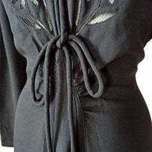 Load image into Gallery viewer, 1930s 1940s - Stunning Black Crepe See-Through Dress - W29 (74cm)