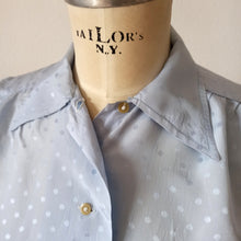 Load image into Gallery viewer, 1930s 1940s - Gorgeous Light Blue Satin Silk Blouse - Sz 42