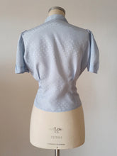 Load image into Gallery viewer, 1930s 1940s - Gorgeous Light Blue Satin Silk Blouse - Sz 42