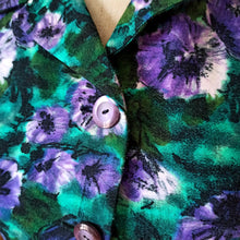 Charger l'image dans la galerie, 1950s - Stunning Purple Flowers Soft Wool Dress - W25 (64cm)