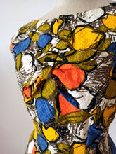 Charger l'image dans la galerie, 1950s - Spectacular Abstract Barkcloth Dress - W24 (60cm)