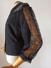 Charger l'image dans la galerie, 1950s - Superb Black Rayon Lace Blouse - W31 (80cm)