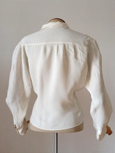 Cargar imagen en el visor de la galería, 1940s - Exquisite Silk Crepe Embroidery Blouse - Sz. 48
