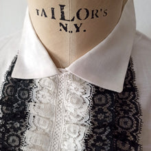 Charger l'image dans la galerie, 1950s - FRENCH DEADSTOCK - Black & White Cotton Blouse - Sz 46