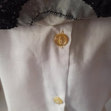 Charger l'image dans la galerie, 1950s - FRENCH DEADSTOCK - Black & White Cotton Blouse - Sz 46