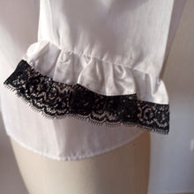 Charger l'image dans la galerie, 1950s - FRENCH DEADSTOCK - Black & White Cotton Blouse - Sz 46