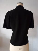 Charger l'image dans la galerie, 1950s - Elegant Black Rayon Blouse - Sz 42