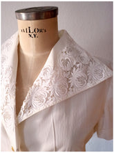 Charger l'image dans la galerie, 1950s - Exquisite White Cotton Blouse - Sz 42