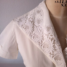 Charger l'image dans la galerie, 1950s - Exquisite White Cotton Blouse - Sz 42