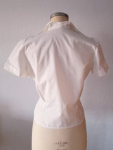 Charger l'image dans la galerie, 1950s - Exquisite White Cotton Blouse - Sz 42
