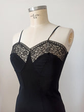 Charger l'image dans la galerie, 1950s - France- Deadstock - Gorgeous Black Negligee - Sz 42