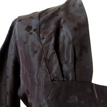 Charger l'image dans la galerie, 1950s - Stunning Black Textured Satin Dress - W30 (76cm)