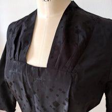 Charger l'image dans la galerie, 1950s - Stunning Black Textured Satin Dress - W30 (76cm)