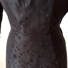 Charger l'image dans la galerie, 1950s - Stunning Black Textured Satin Dress - W30 (76cm)