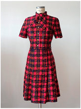 Load image into Gallery viewer, 1960s - Gorgeous Ascot Collar Silk Dress - W31 (80cm)