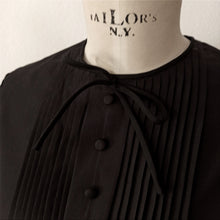 Load image into Gallery viewer, 1960s - TETOROM - Chic Black Crepe Polyester Blouse - Sz. 44