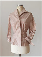 Charger l'image dans la galerie, 1940s 1950s - Fabulous Striped Cotton Blouse - Sz 46