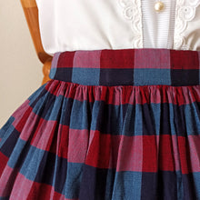 Cargar imagen en el visor de la galería, 1950s - Adorable Plaid Flannel Cotton Skirt - W27.5 (70cm)