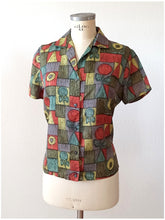 Charger l'image dans la galerie, 1950s - Lovely Abstract Floral Blouse - Sz 44