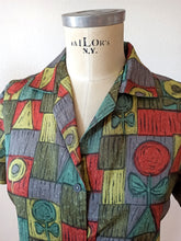 Charger l'image dans la galerie, 1950s - Lovely Abstract Floral Blouse - Sz 44
