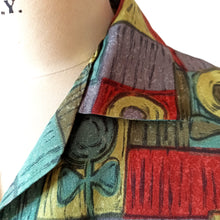 Charger l'image dans la galerie, 1950s - Lovely Abstract Floral Blouse - Sz 44