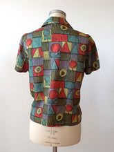 Charger l'image dans la galerie, 1950s - Lovely Abstract Floral Blouse - Sz 44