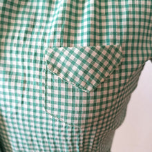 Load image into Gallery viewer, 1940s - Adorable Green Checked Cotton Blouse - Sz 40