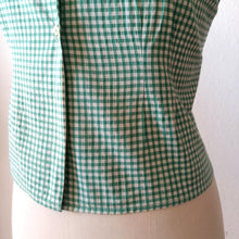 Load image into Gallery viewer, 1940s - Adorable Green Checked Cotton Blouse - Sz 40