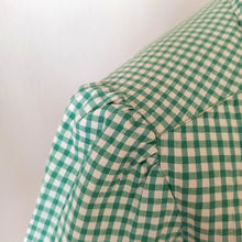 Load image into Gallery viewer, 1940s - Adorable Green Checked Cotton Blouse - Sz 40