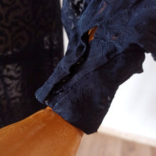 Cargar imagen en el visor de la galería, 1930s - Exquisite Art Deco Ink Blue Sheer Dress - W39 (100cm)